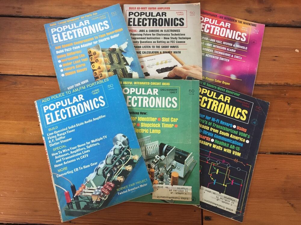 Vtg Lot 6 1967-68 Popular Electronics Magazine Back Issues Radio Atomic Era Tech